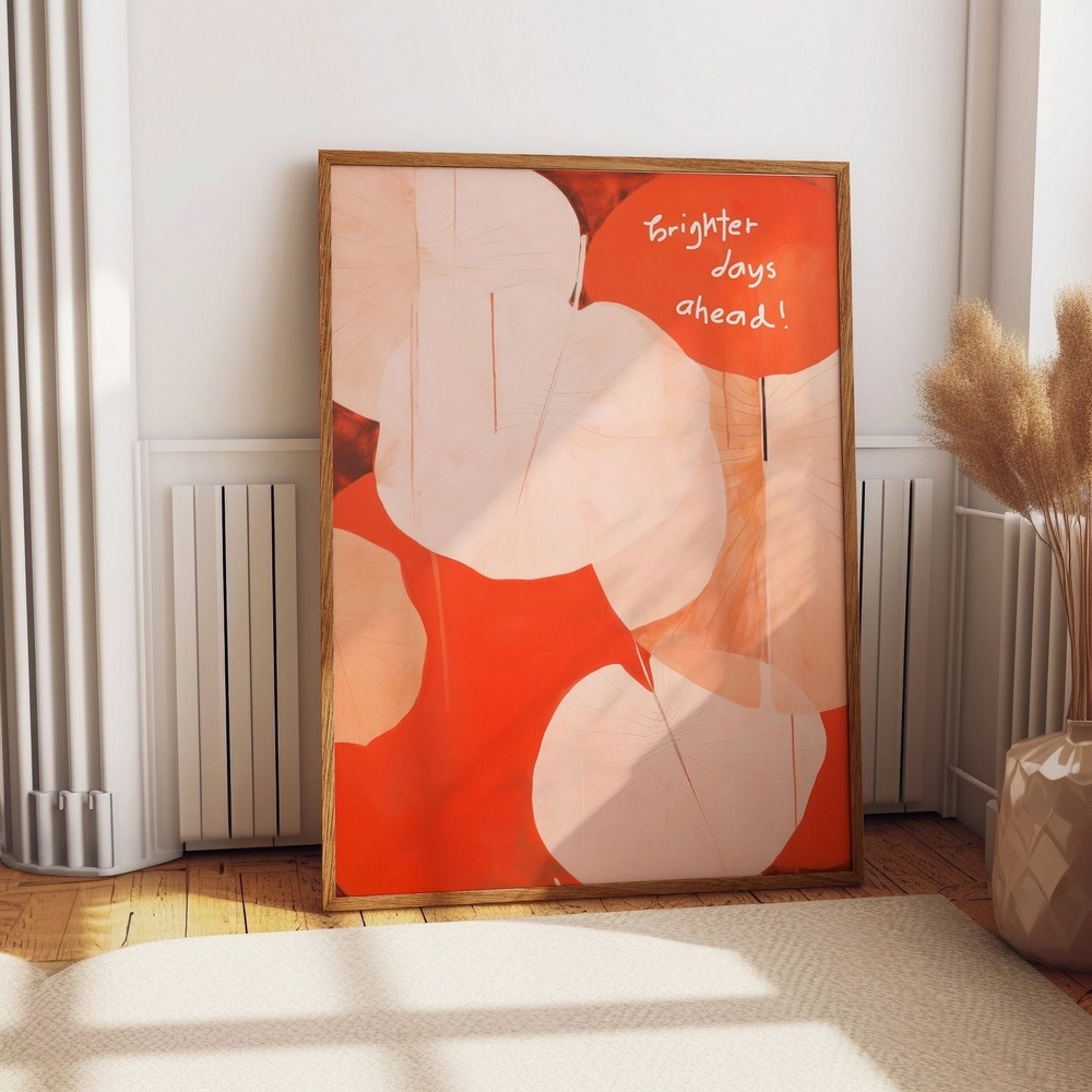 Orange Abstract Modern Wall Art - Positive Quote Motivational Poster